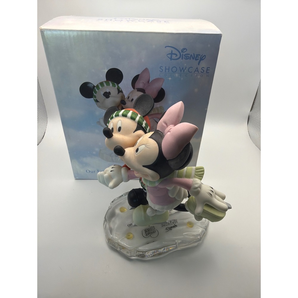 Disney Precious Moments Mickey Minnie Mouse Ice Skating Figurine 121703 Box